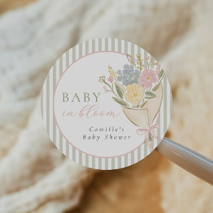 Baby in Bloom Floral Girl Baby Shower Classic Round Sticker