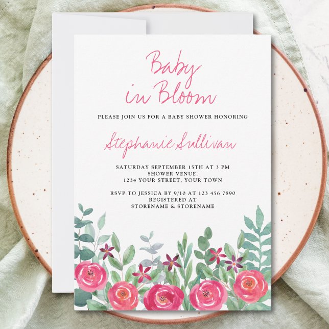 Baby in Bloom Floral Girl's Baby Shower Invitation (Creator Uploaded)