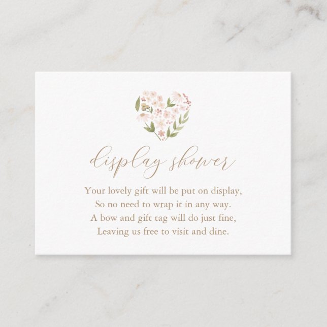 Baby in Bloom Floral Heart Display Shower Enclosure Card (Front)