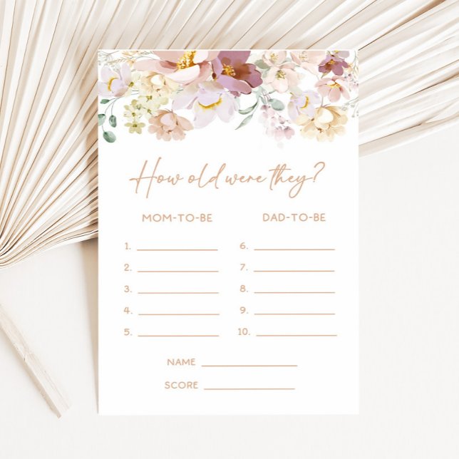 Baby in Bloom Floral How old were They Game (Spring Wildflower Baby Shower How Old were They Game)