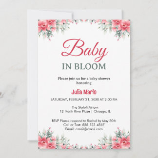 Baby in Bloom floral lilies girl baby shower Invitation