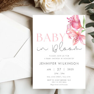 Baby in Bloom Floral Lily Baby Shower Invitation