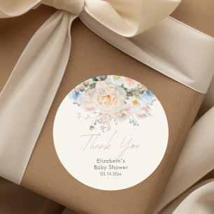Baby In Bloom Floral Pink Baby Shower Classic Round Sticker