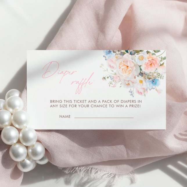 Baby In Bloom Floral Pink Diaper Raffle Enclosure Card (Creator Uploaded)