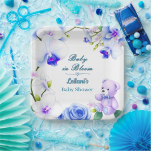 Baby in Bloom floral shower for a boy Paper Plate