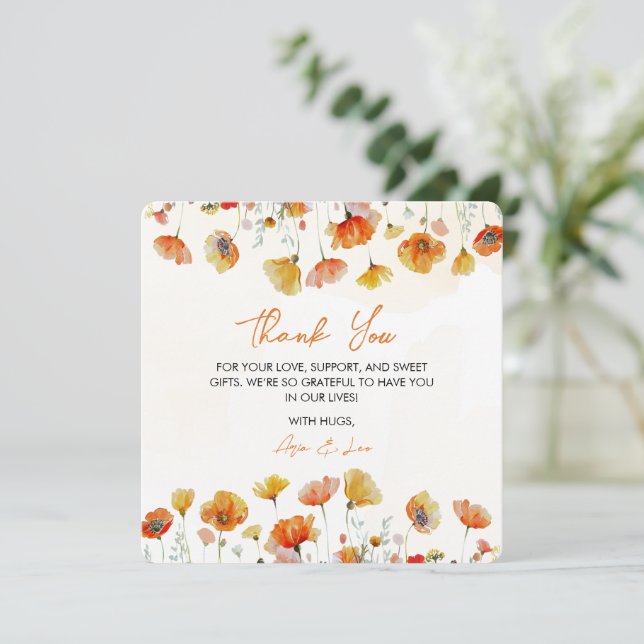 Baby In Bloom Floral Shower Thank You Card (Standing Front)