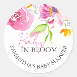 Baby In Bloom Floral Theme Thank You Classic Round Sticker
