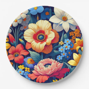 Baby in Bloom Floral Vine Leaf Baby Shower Paper Plate