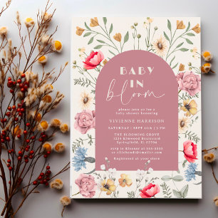 Baby in Bloom Floral Vintage Girl Baby Shower Invitation