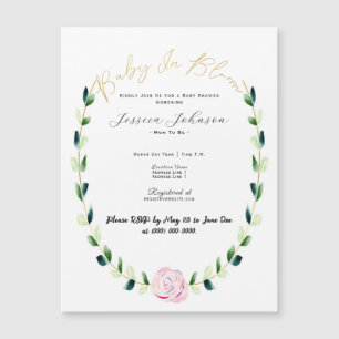 Baby In Bloom - Floral Watercolor & Gold Card