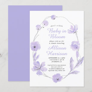 Baby in Bloom Floral Watercolor Lavender Shower In Invitation