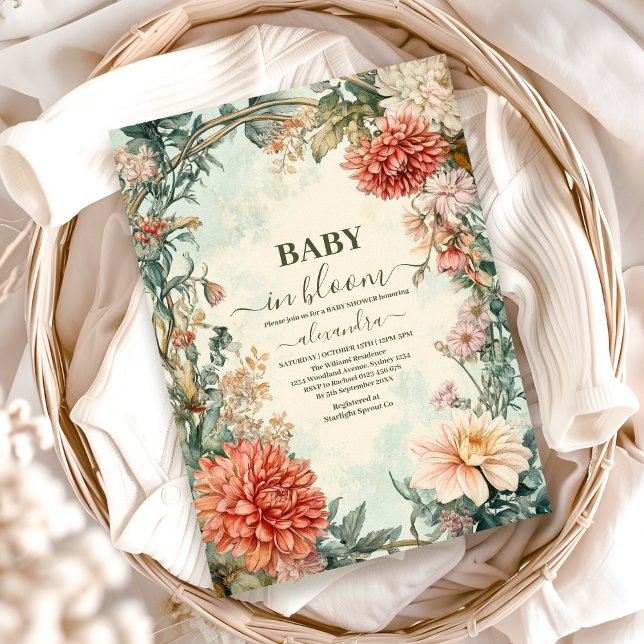 Baby in Bloom Floral Wildflower Baby Shower Invitation (Creator Uploaded)