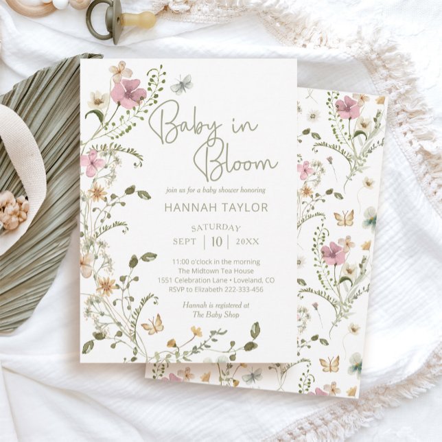 Baby in Bloom Floral Wildflower Baby Shower Invitation (baby in bloom spring wildflower invitation)
