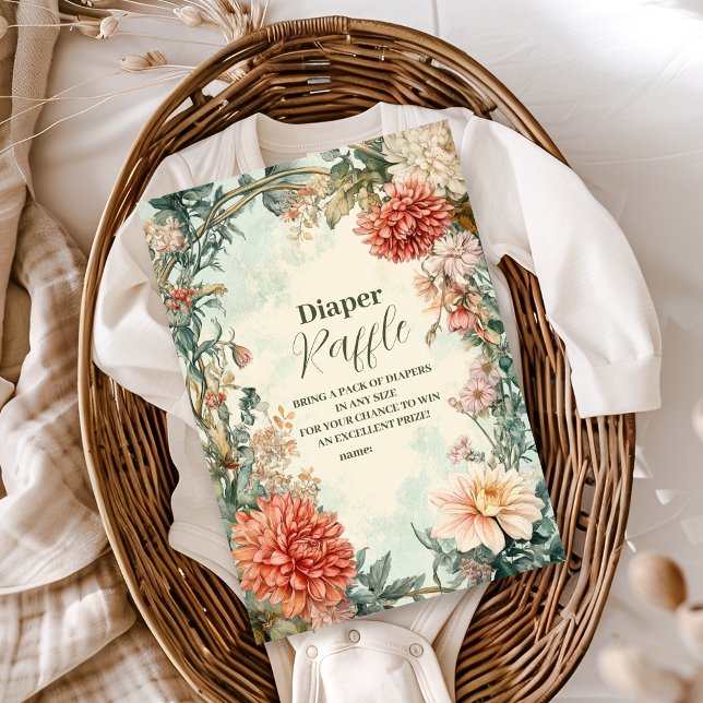 Baby in Bloom Floral Wildflower Diapper Raffle Enclosure Card (Creator Uploaded)