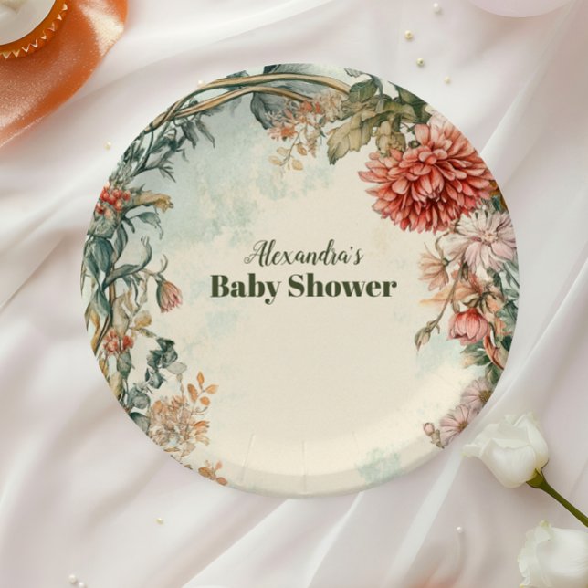 Baby in Bloom Floral Wildflower Paper Plate (Creator Uploaded)