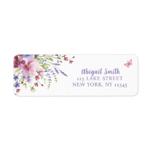BABY IN BLOOM FLORAL WILDFLOWERS BABY SHOWER RETURN ADDRESS LABEL