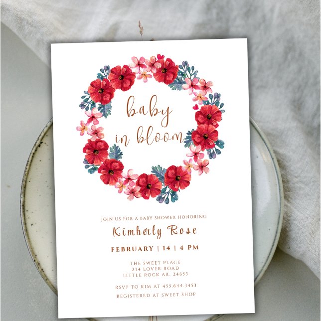 Baby In Bloom Floral Wreath Baby Shower Invitation (Baby In Bloom Floral Wreath Baby Shower Invitation)