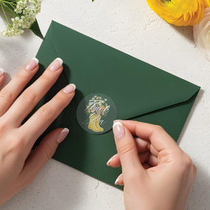 Baby in Bloom Floral Yellow Rain Boot Thank You Classic Round Sticker