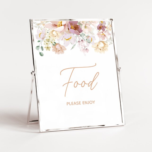 Baby in Bloom Florals Baby Shower Food Poster (Spring Wildflower Baby Shower Food Sign)