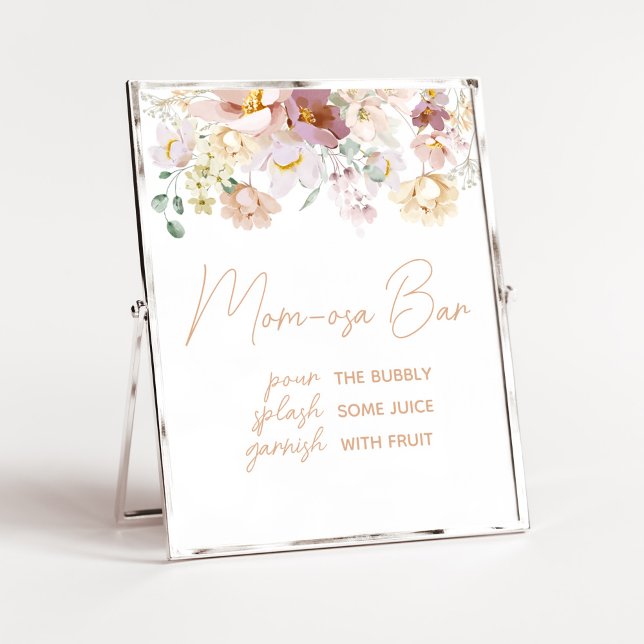 Baby in Bloom Florals Baby Shower Mum Osa Bar Poster (Spring Wildflower Baby Shower Mom Osa Bar Sign)