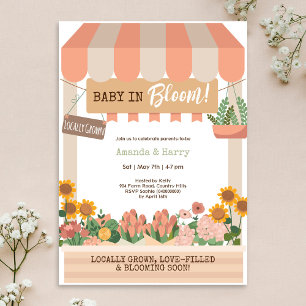 Baby in Bloom Flower Market Girl Baby Shower Invitation