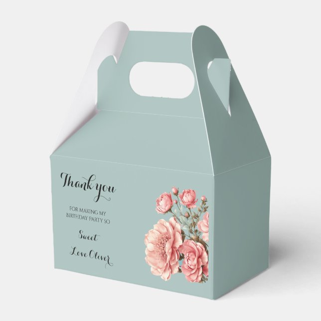 Baby in Bloom Flower Rose Pink Baby Shower Favour Box (Front Side)