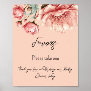 Baby in Bloom Flower Rose Pink Baby Shower Favours Poster