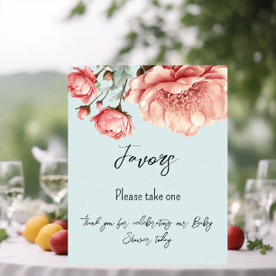 Baby in Bloom Flower Rose Pink Baby Shower Favours Poster