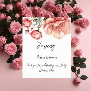 Baby in Bloom Flower Rose Pink Baby Shower Favours Poster
