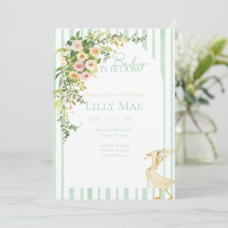 Baby In Bloom Gender Neutral- Green Invitation