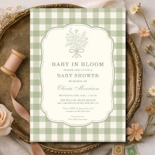 Baby in Bloom Gingham Baby Shower Invitation