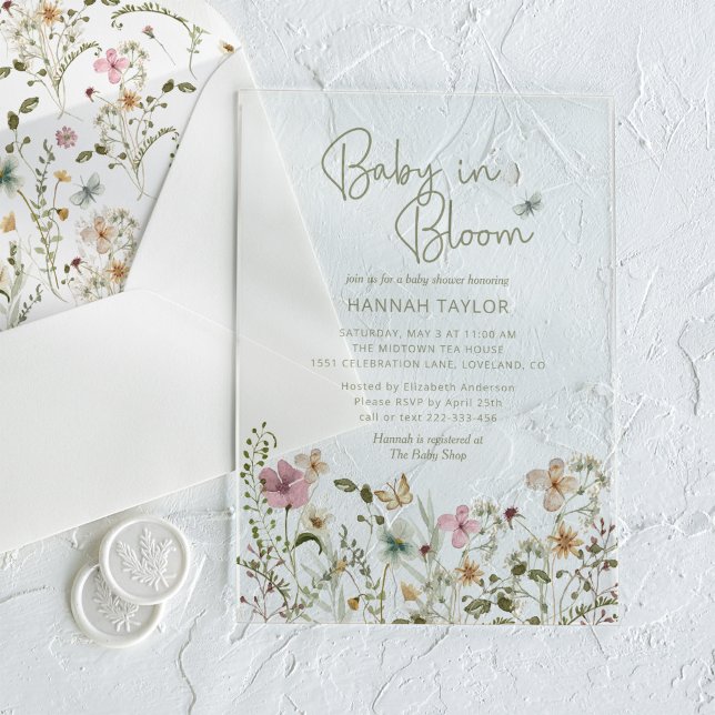 Baby in Bloom Girl Baby Shower Acrylic Invitations (Creator Uploaded)