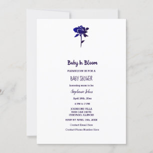 Baby In Bloom Girl Baby Shower Blue Rose 2024 Invitation