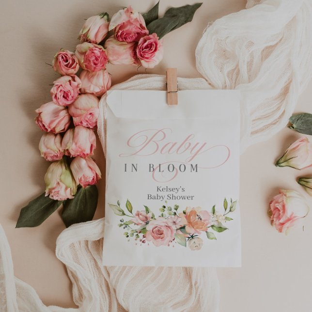 Baby In Bloom Girl Baby Shower Favour Bags (baby in bloom baby shower favor bags)