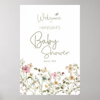 Baby in Bloom Girl Baby Shower Welcome Poster