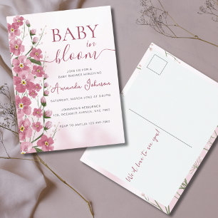 Baby in Bloom Girl Pink Floral Shower  Postcard