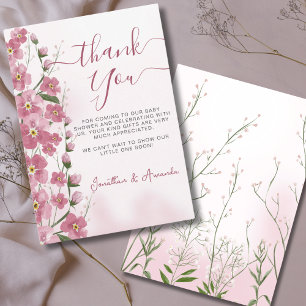 Baby in Bloom Girl Pink Floral Shower Thank You Card