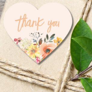 Baby in Bloom Gold Orange Baby Shower Heart Sticker