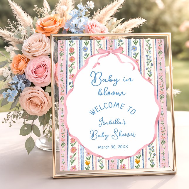 Baby in Bloom Grandmillennial Baby Shower Welcome  Poster (Creator Uploaded)