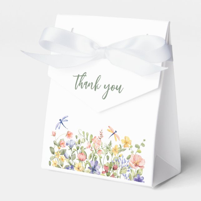 Baby in Bloom Green Wildflower Baby Shower Favour Box (Front Side)