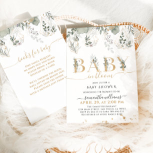 Baby in bloom Greenery & Gold Baby Shower Invitation