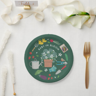 Baby In Bloom Growing Garden Family Baby Shower Paper Plate