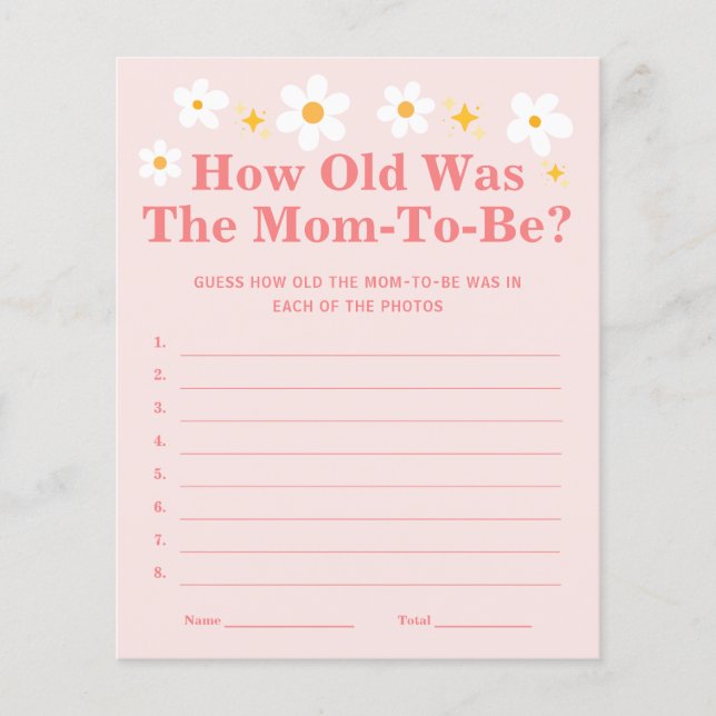 Baby In bloom How old was the mum to be game (Front)