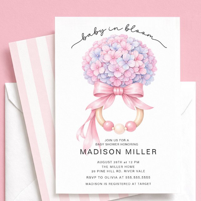 Baby in Bloom Hydrangea Baby Shower Invite (Creator Uploaded)