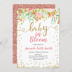 Baby in Bloom Invitation Card Rose gold