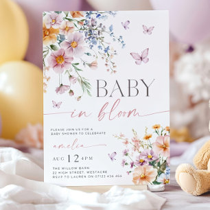 Baby in Bloom Invitation, Wildflower Baby Shower Invitation