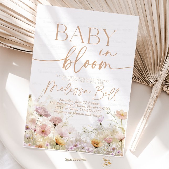 Baby in Bloom Invitation, Wildflowers Baby Shower  Invitation (Baby in Bloom,Invitation,Editable invites,boho Wildflowers,Baby Shower,Flower Invites,Wild Flower In)
