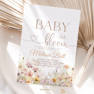 Baby in Bloom Invitation, Wildflowers Baby Shower  Invitation