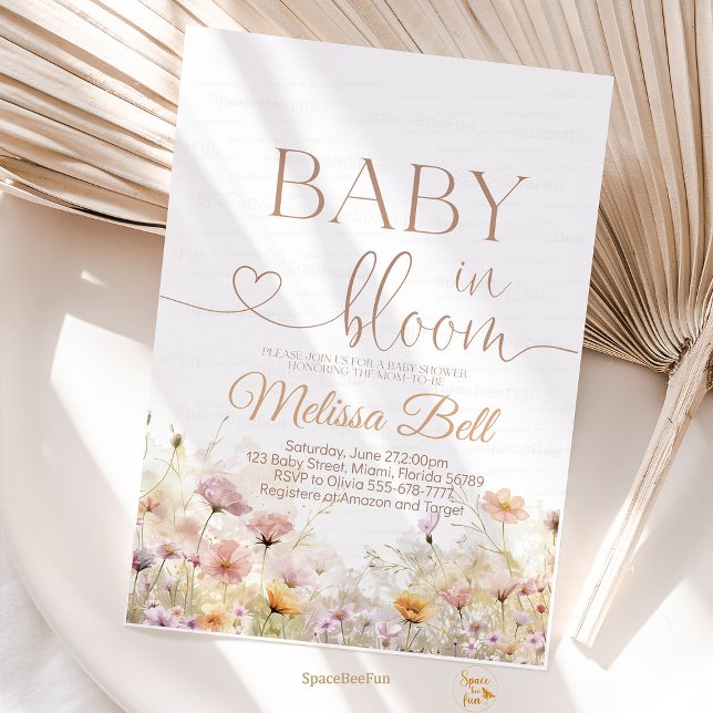 Baby in Bloom Invitation, Wildflowers Baby Shower  Invitation (Baby in Bloom,Invitation,Editable invites,boho Wildflowers,Baby Shower,Flower Invites,Wild Flower In)