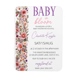 Baby in Bloom Invitation, Wildflowers Baby Shower  Magnet